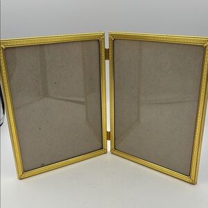 VTG Folding‎ Brass Ornate Standing Double Picture Frame for 8x10 Photos